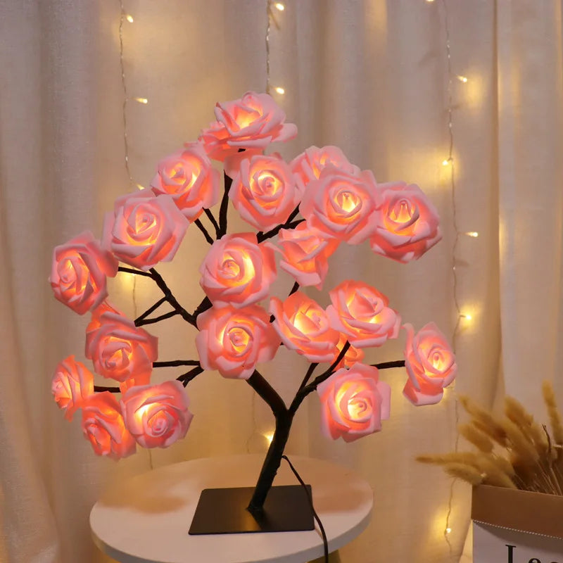 lampe de table led arbre cerisier cristal veilleuse nordique