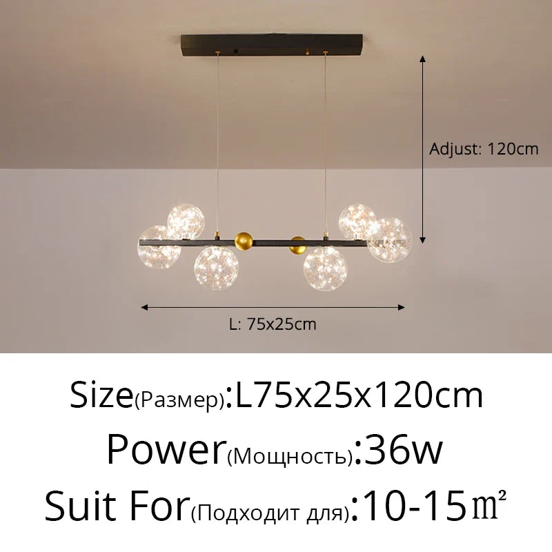 suspension led nordique boule de verre clair pour bar restaurant