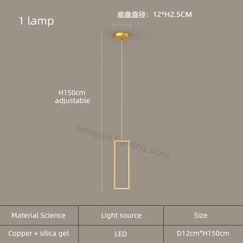 lustre moderne en cuivre avec éclairage LED design élégant