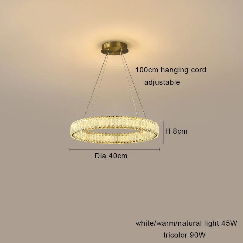 lustre moderne led en cristal style vintage pour villa