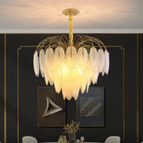 lustre led nordique plume verre décoration luminaires suspendus