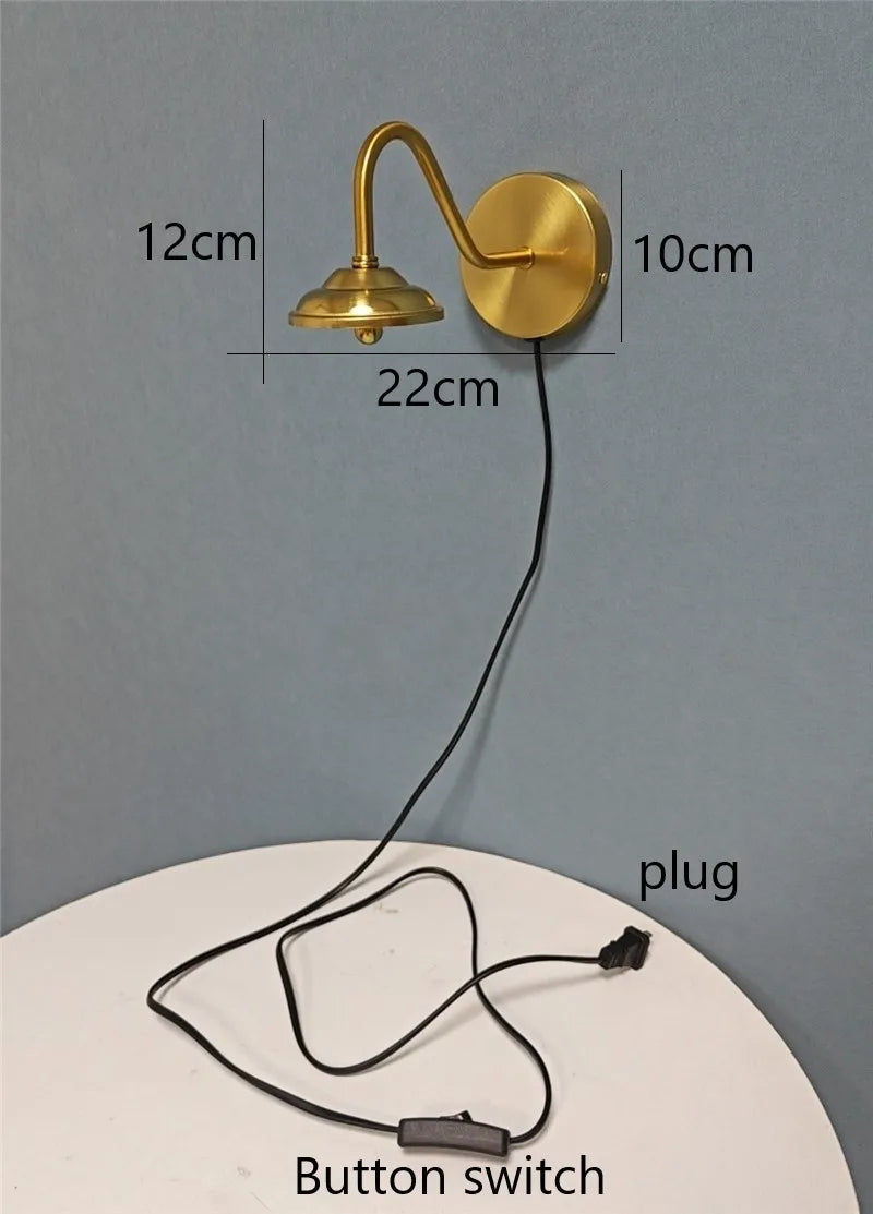 applique murale moderne incurvée dorée avec interrupteur led décoration nordique