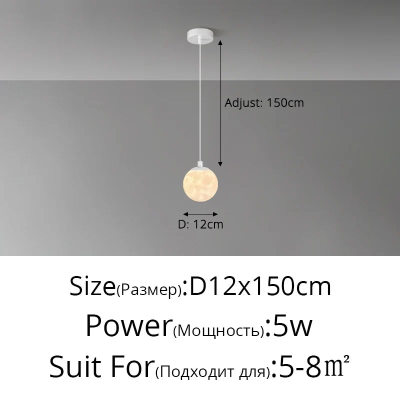 lustre nordique 3d imprimé lune pour enfants personnalisé