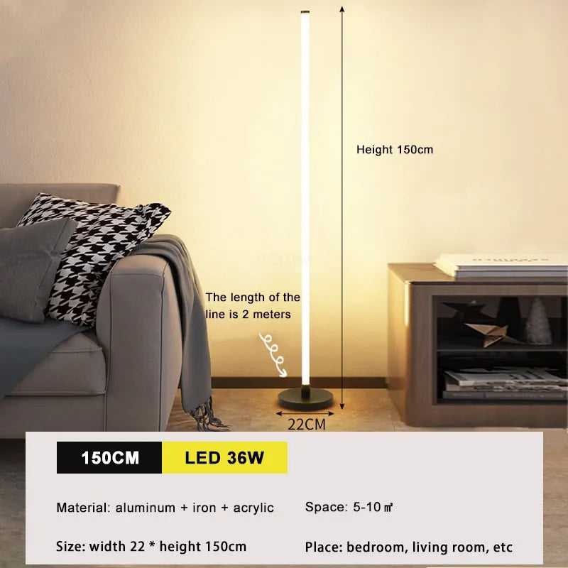 Lampadaire LED moderne longue bande lumineuse chambre salon Luminaire étude éclairage Vertical chambres de chevet décor luminaires Lustre