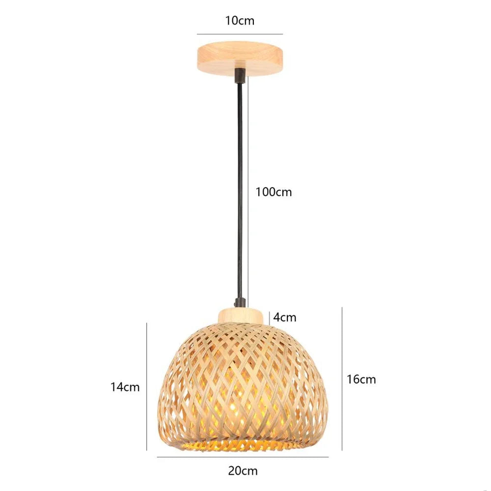 lustre tissé à la main en bambou avec led intégrée