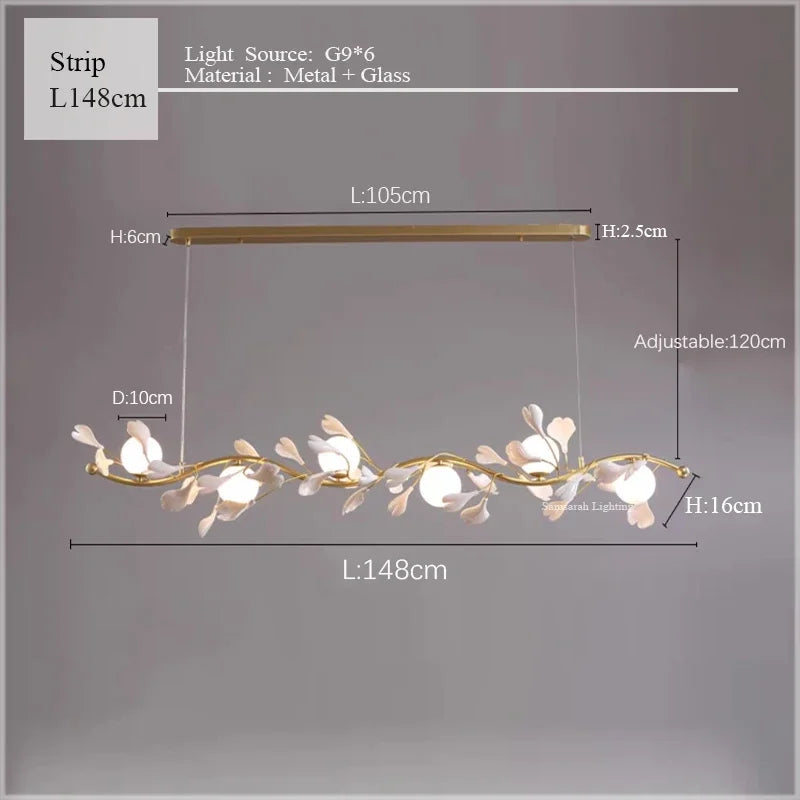 suspension luxe ginkgo design moderne pour éclairage élégant