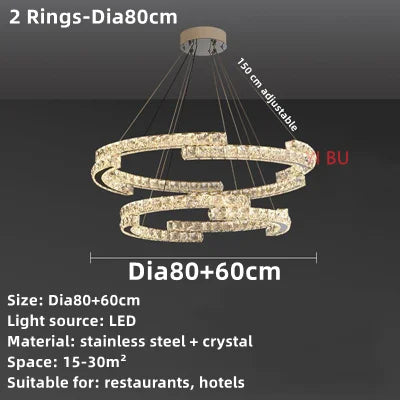 lustre nordique en cristal acier inoxydable miroir led intérieur