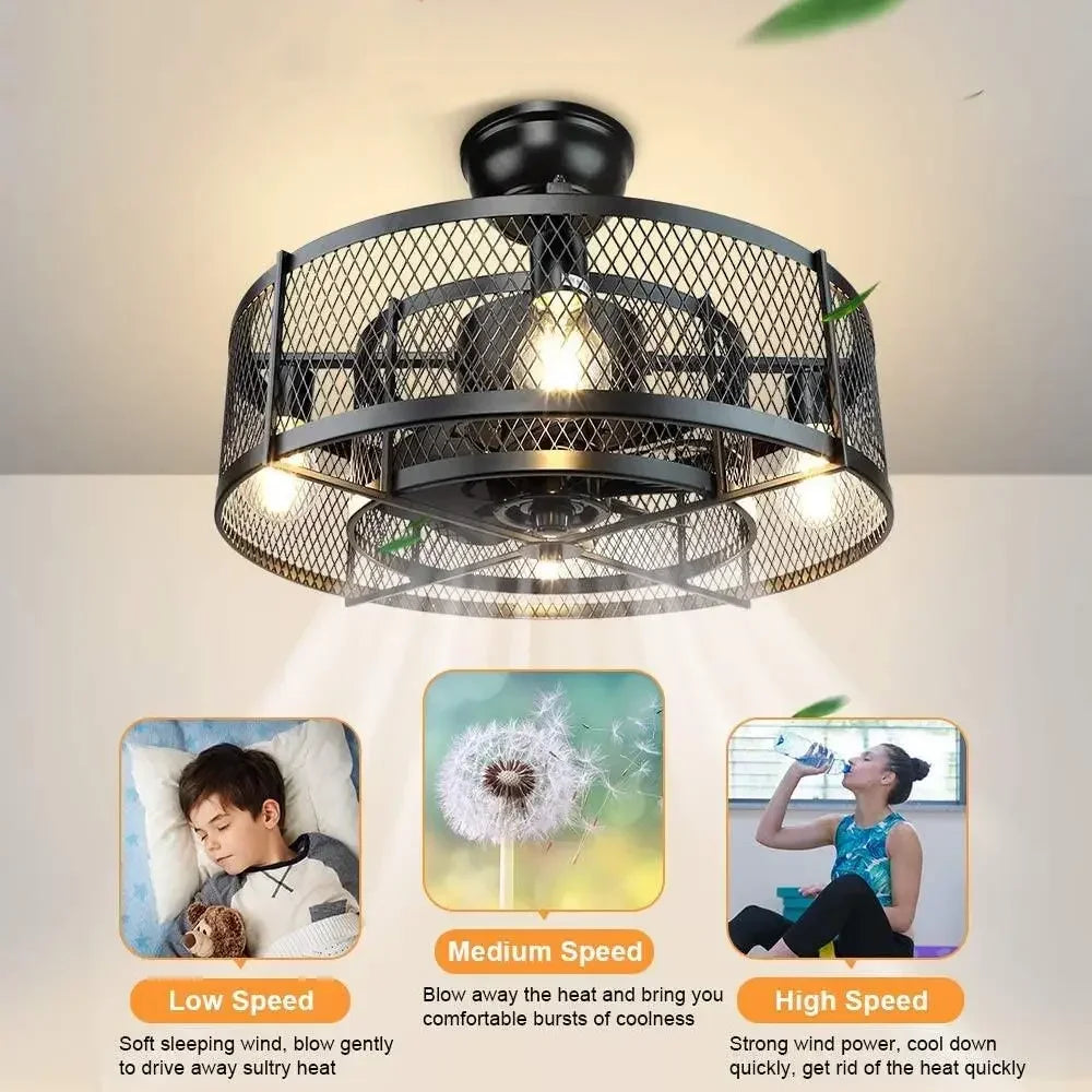 plafonnier ventilateur led télécommande trois couleurs fréquence variable