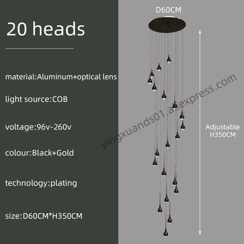 suspension moderne à led pour escalier et intérieur