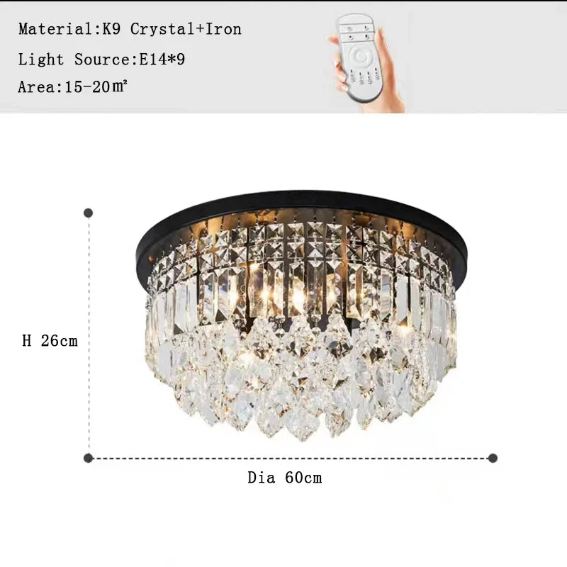 lustre dimmable led en cristal style américain de luxe