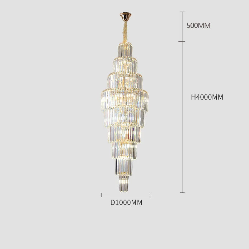 lustre en cristal pour escalier et halls d'hôtel
