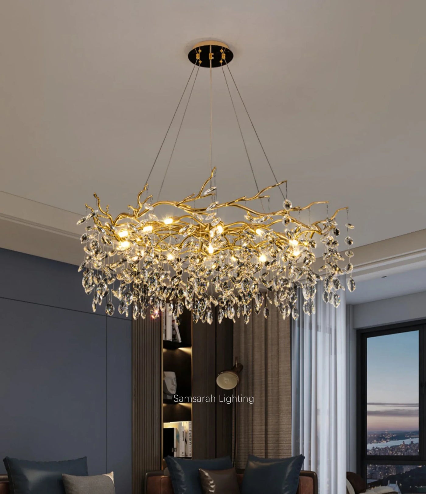 lustre en cristal de luxe pour décoration intérieure élégante
