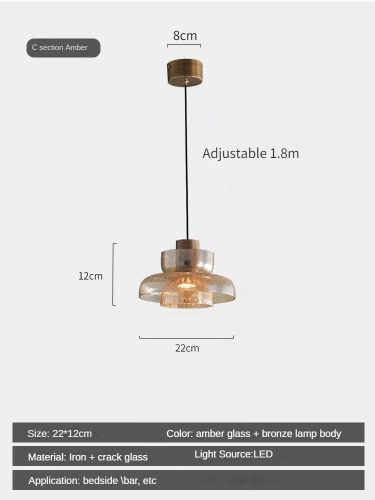 suspension rétro en verre craquelé style américain pour bar et café