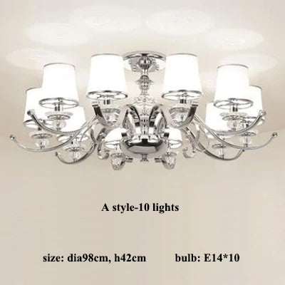 lustre chromé moderne à abat-jours blancs