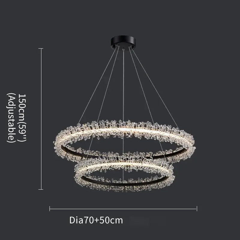lustre en cristal avec anneau doré pour éclairage intérieur