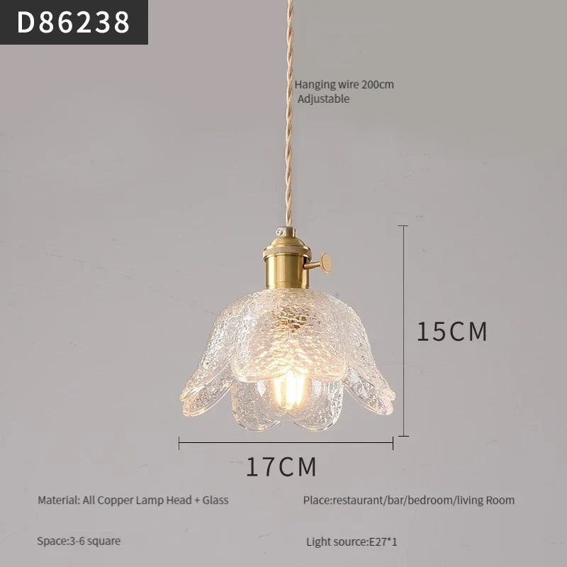 suspension moderne en laiton avec abat-jour rustique en verre de noyer
