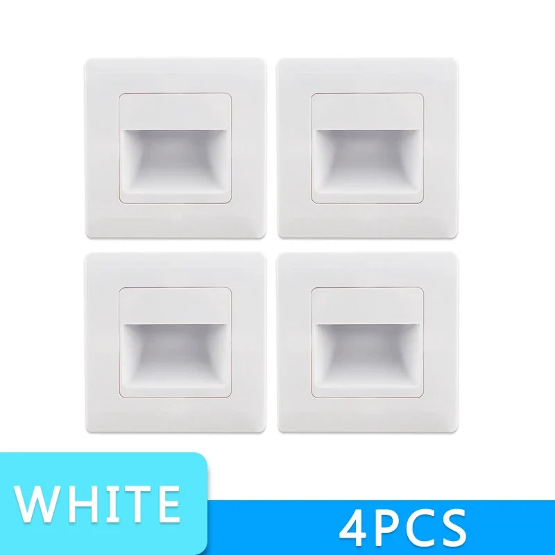 =(K)= 4Pcs Led Stair Light  PIR Sensor Wall Light 110V 220V Recessed Footlight Corridor Step Lamp Motion Wall Home Lighting