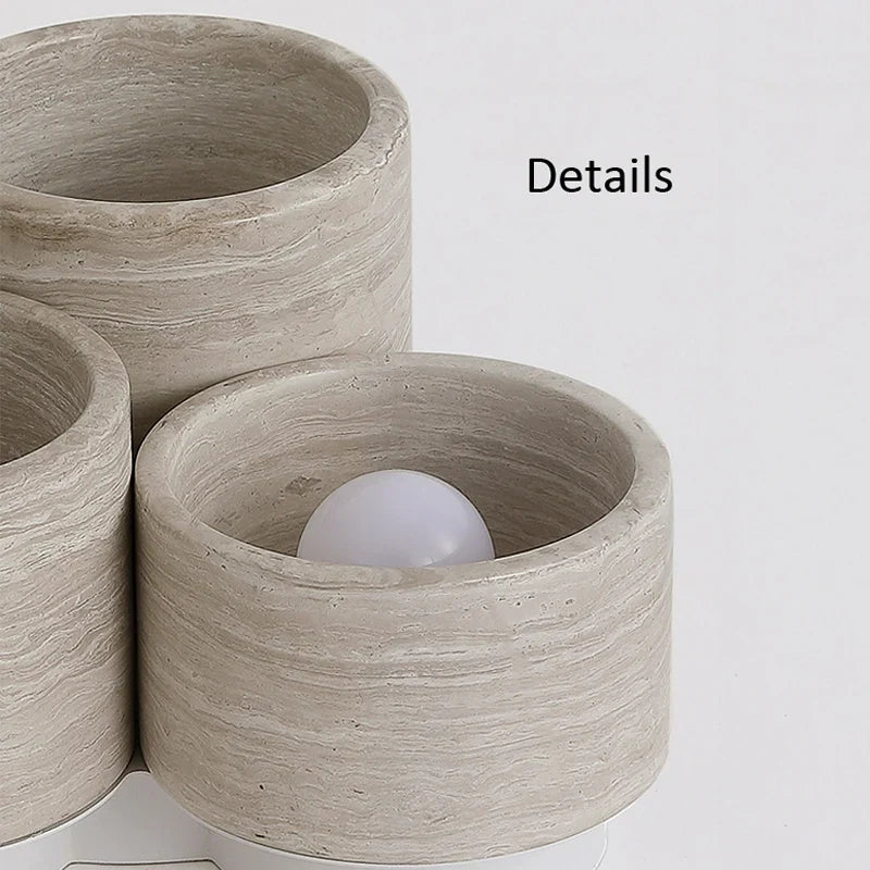 plafonnier led moderne 3 têtes en pierre de grain de bois wabi sabi