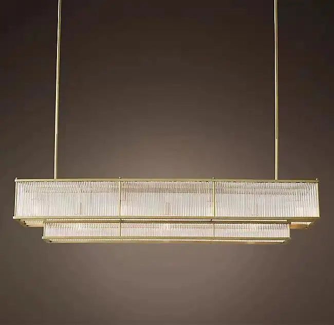 lustre led style loft américain en métal et tubes de verre