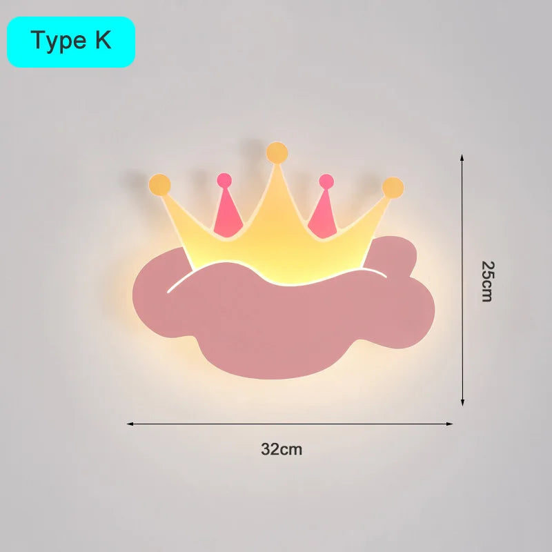 applique murale couronne avec télécommande pour chambre d'enfant