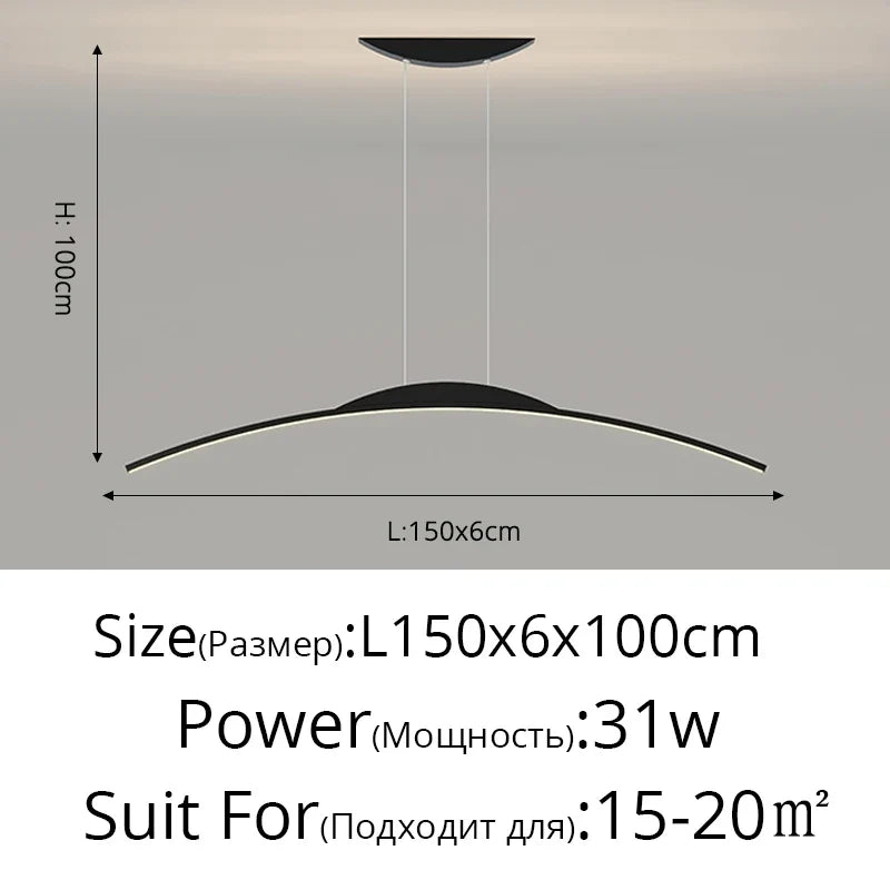 Lustre long led minimaliste avec hauteur réglable