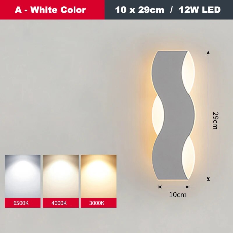 Applique murale LED moderne en forme de vague pour couloir intérieur
