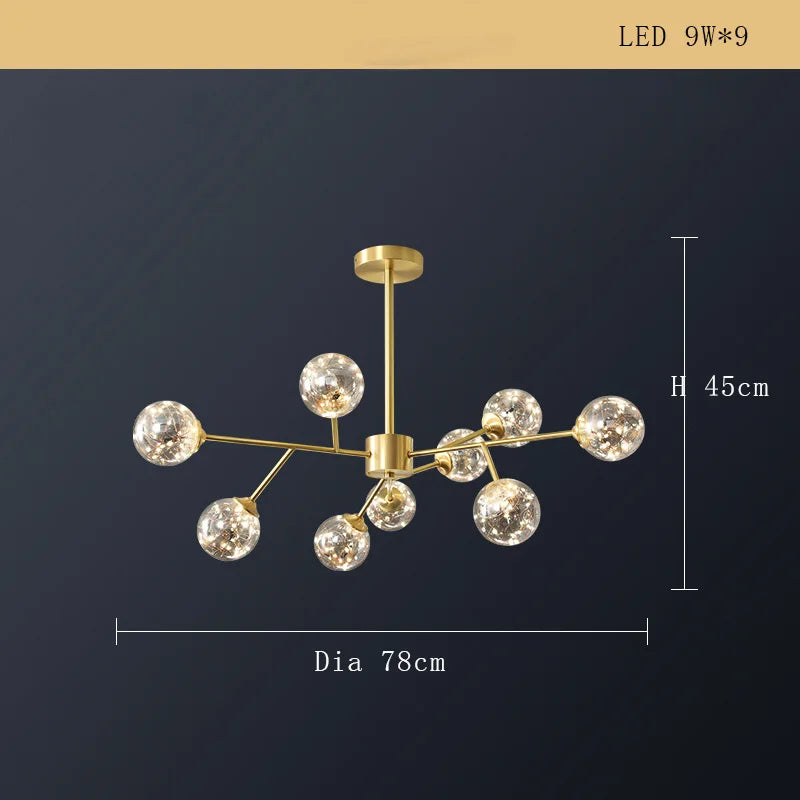 lustre moderne minimaliste en cuivre avec abat-jour étoile led