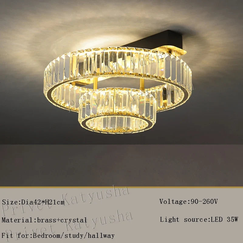 plafonnier de luxe en cuivre et cristal décoration moderne