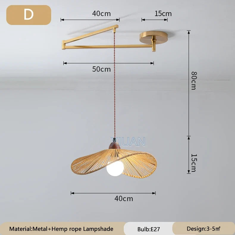 lustre wabi-sabi vintage avec tissu appliqué pliant