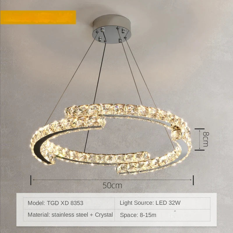 suspension led en cristal style nordique décoratif