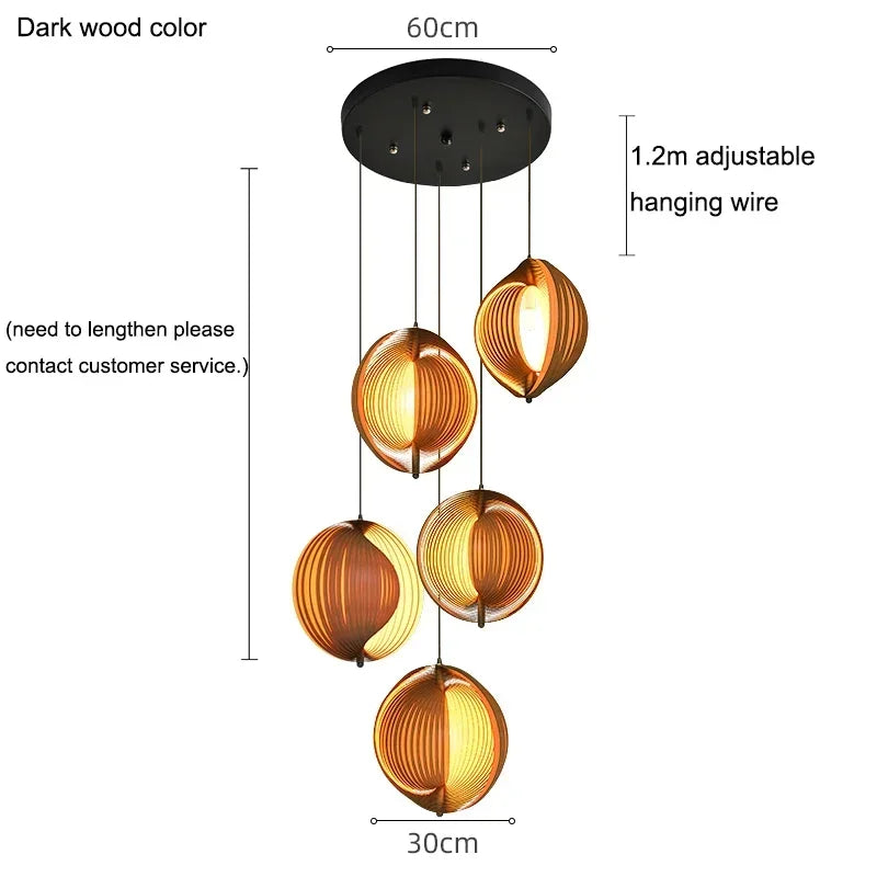 suspension en bois wabi sabi pour décoration intérieure moderne
