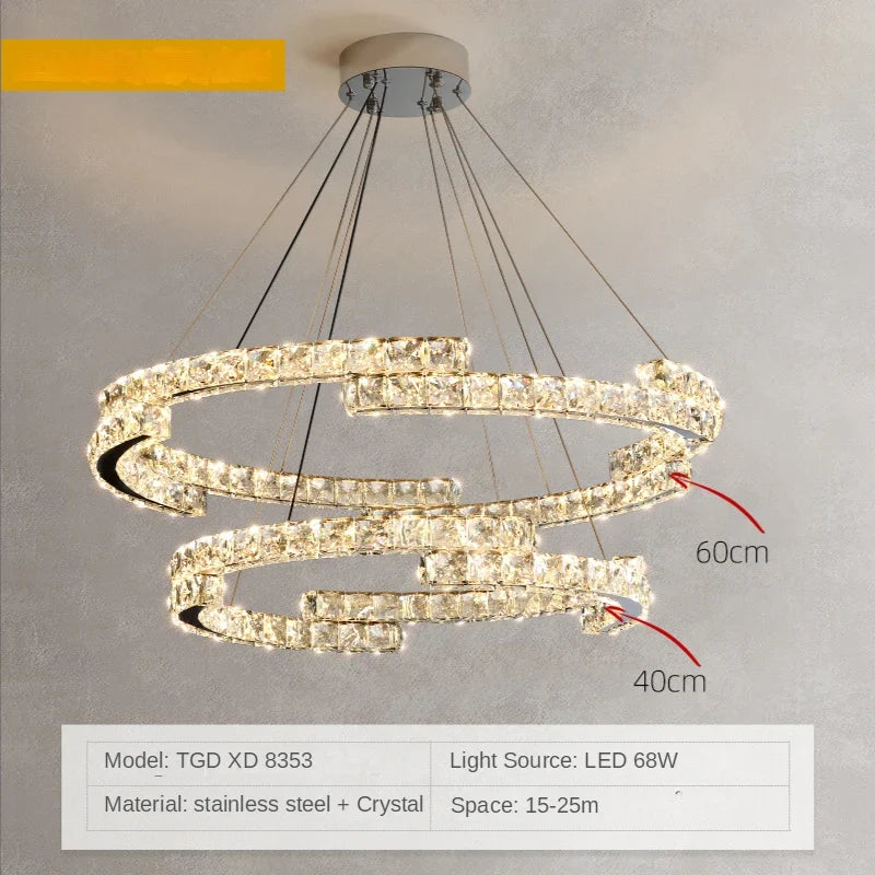 suspension led en cristal style nordique décoratif