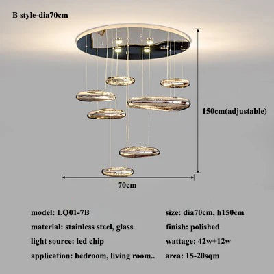 Plafonnier led moderne goutte décoré