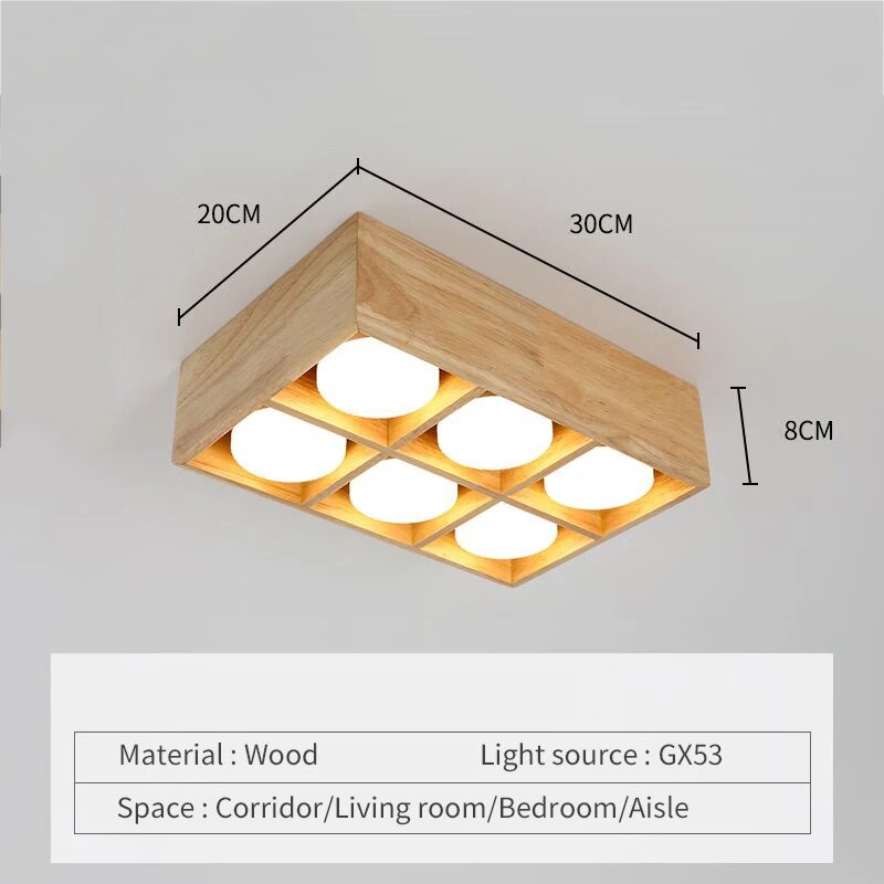 Plafonnier minimaliste japonais en bois brut