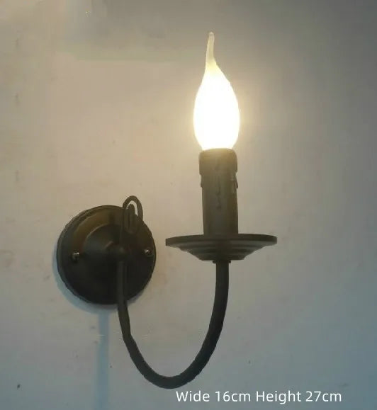 lustre vintage en fer forgé avec bougie et métal noir