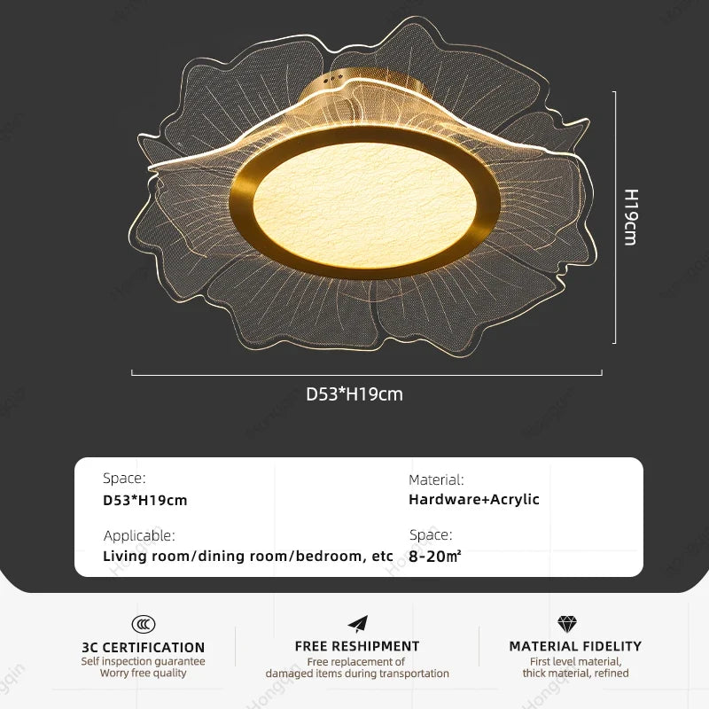 lustre doré à led au style luxueux pour intérieur élégant