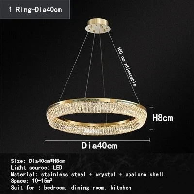 lustre moderne en cristal et cuivre trois couches éclairage intérieur