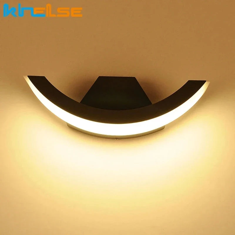 12W/18W Outdoor Garden LED Wall Lamp Balcony Aisle Engineering Villa Wall Light Porch Corridor Waterproof Arc Style Sconce Light