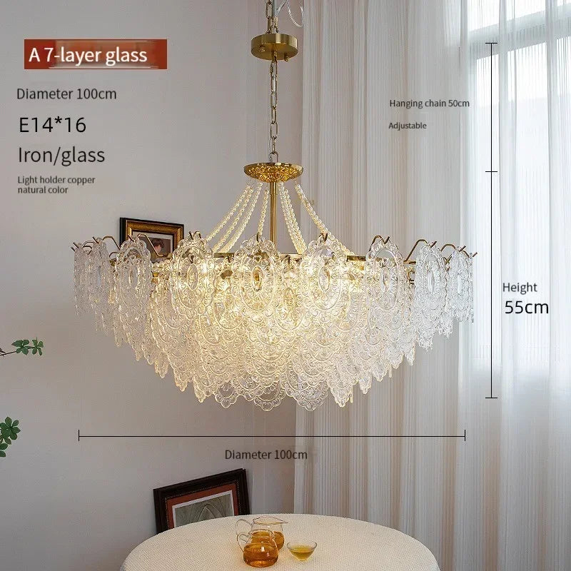 lustre moderne en verre clair pour intérieur élégant