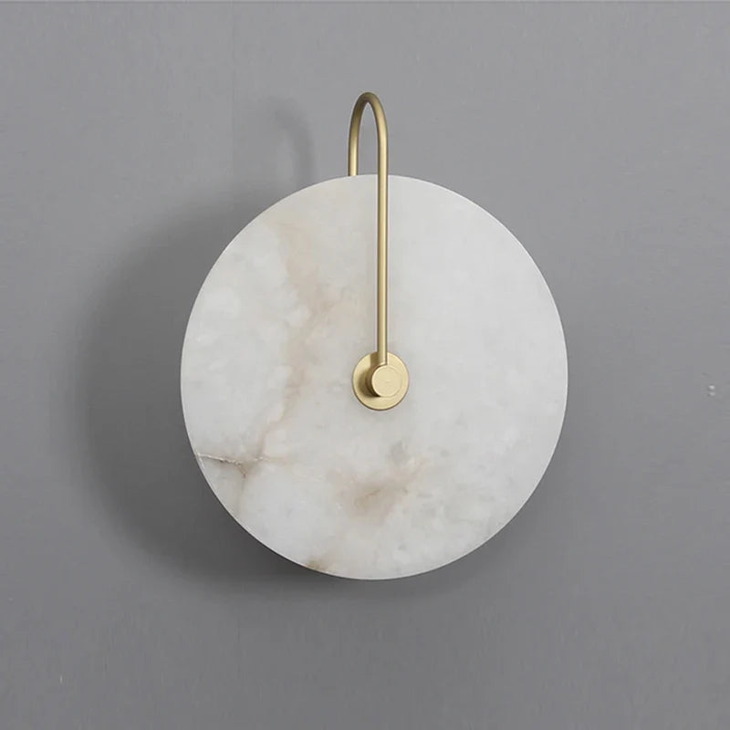 applique murale led en marbre naturel métal doré ronde