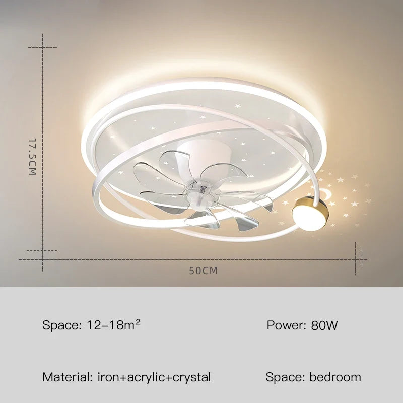 lustre moderne avec lumières et ventilateur intelligent pour intérieur