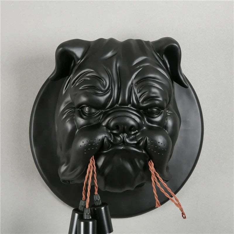 applique murale en résine décorative avec tête de chien nordique