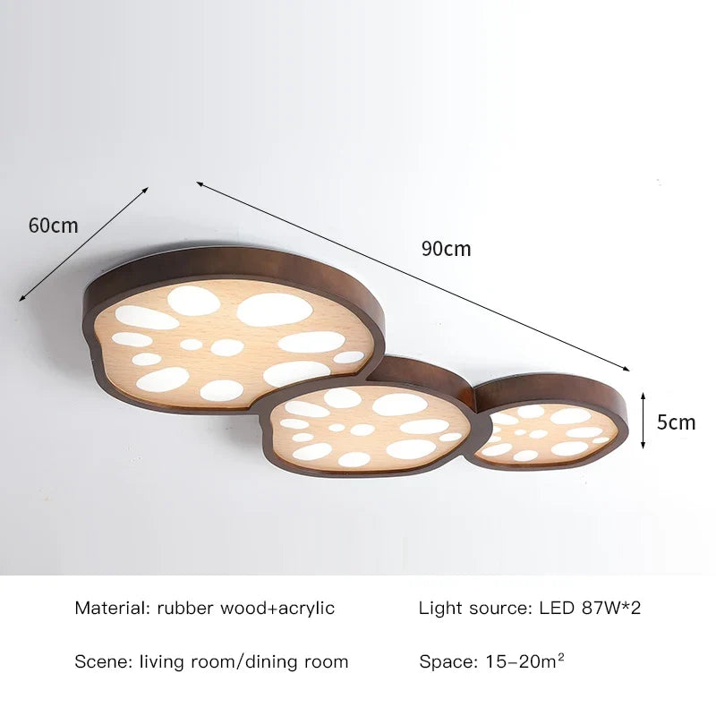 2023 New Lotus Root Ceiling Lamp for Living Room Bedroom Children's Study Kitchen Home LED Light Fixture Modern Wood Chandelier