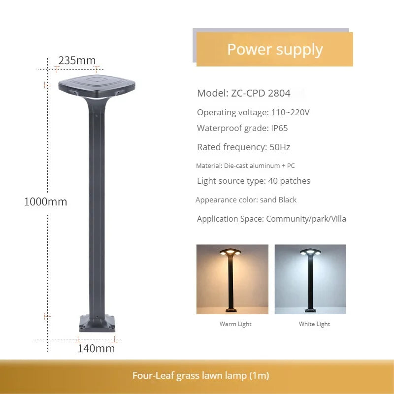 lampadaire solaire led étanche pour jardin en silicium monocristallin