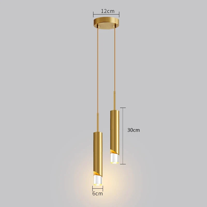 Lampe pendante de chevet de chambre à coucher post-moderne LED E27 ampoule noir cuivre salon table suspendue luminaires suspendus