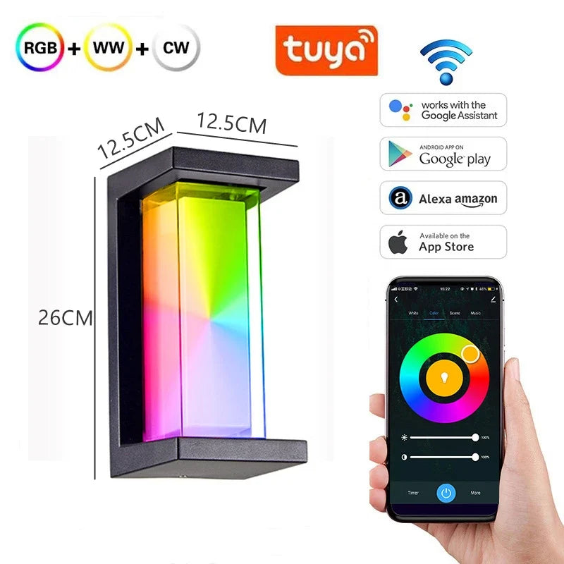 applique murale led extérieure wi-fi étanche double abat-jour aluminium acrylique