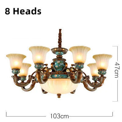 lustre vintage européen en verre résine avec fleurs sculptées