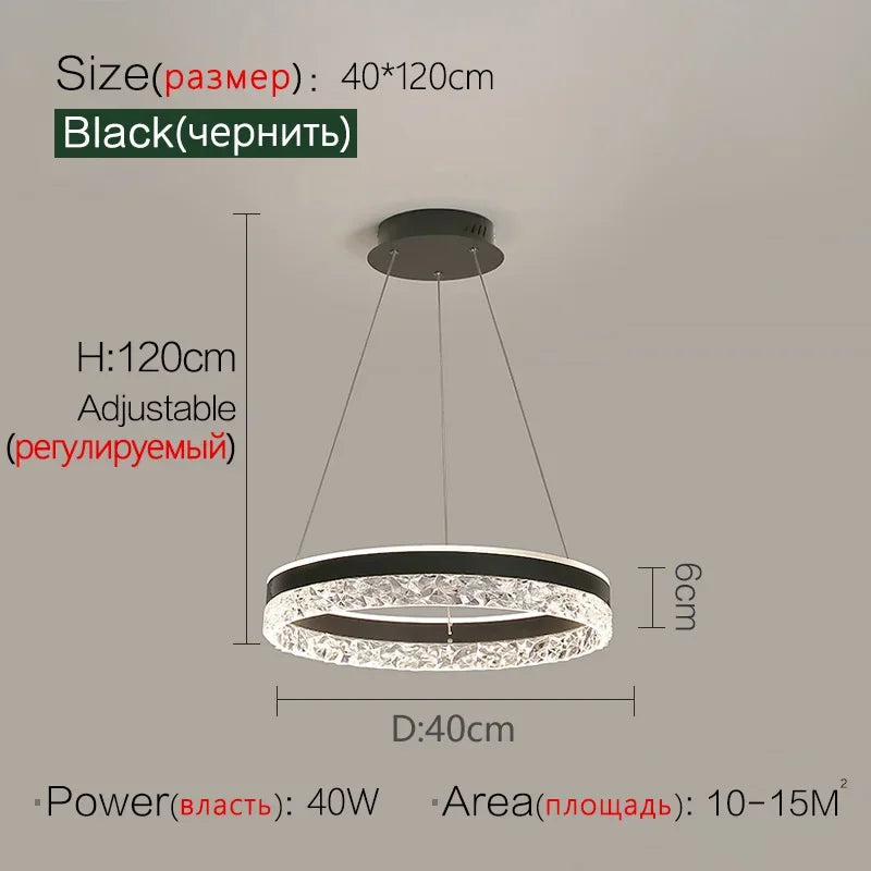 lustre led moderne en cristal pour décoration intérieure