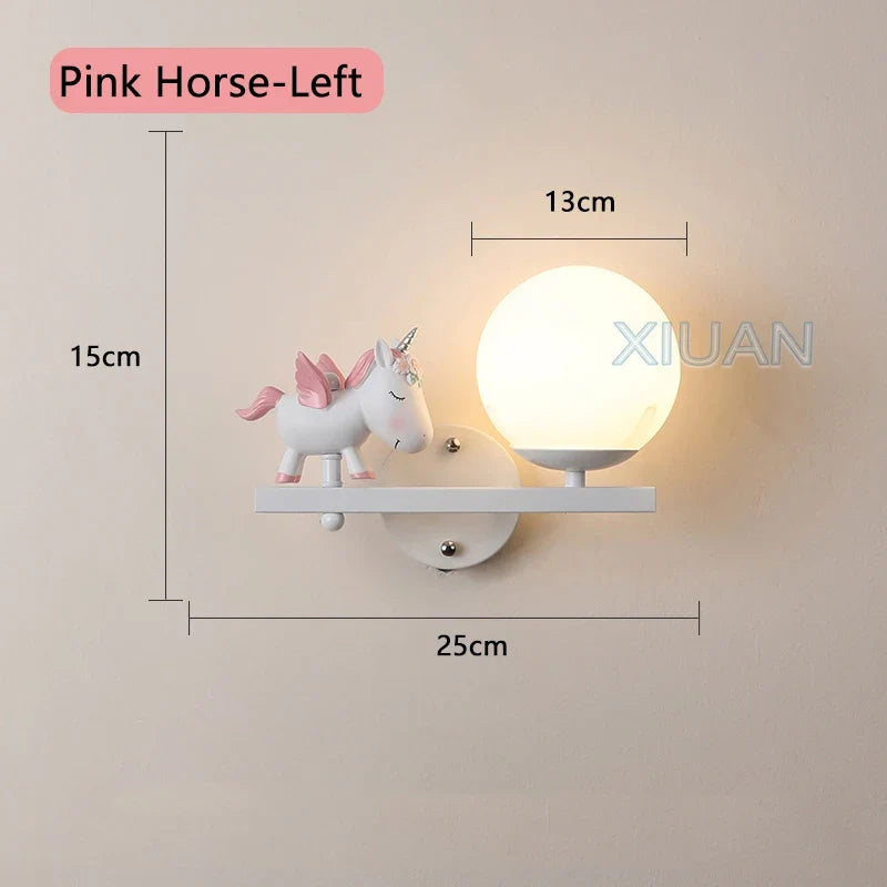 applique murale enfant avec motifs princesse cheval et lapin