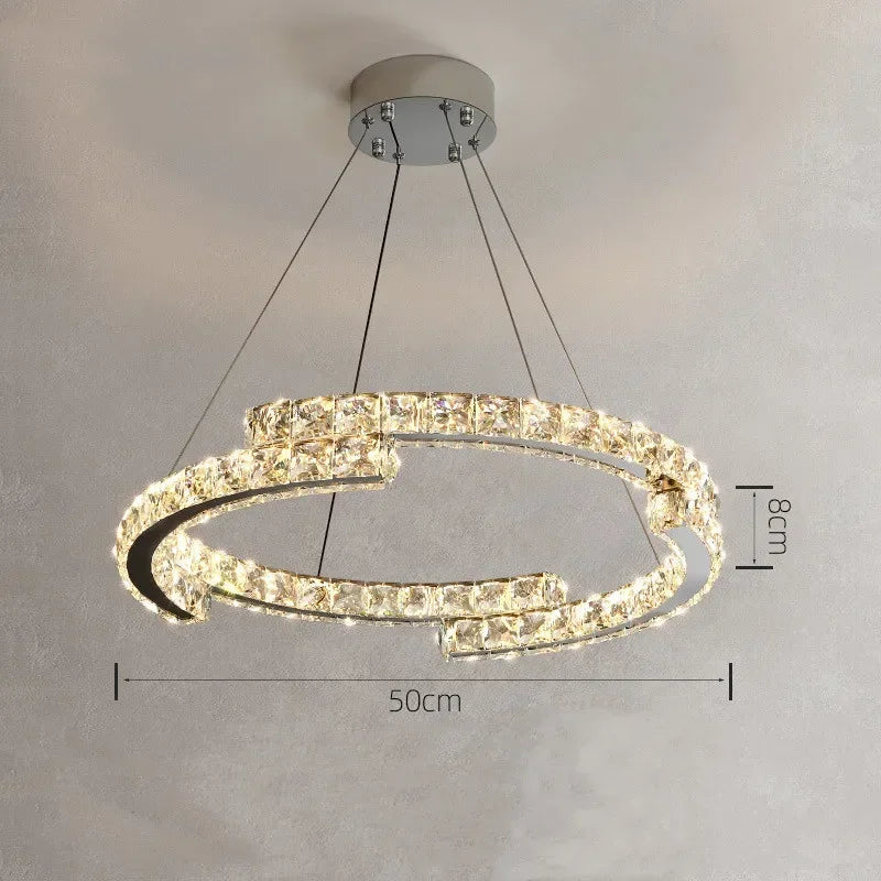 lustre led en cristal design luxe pour décoration intérieure
